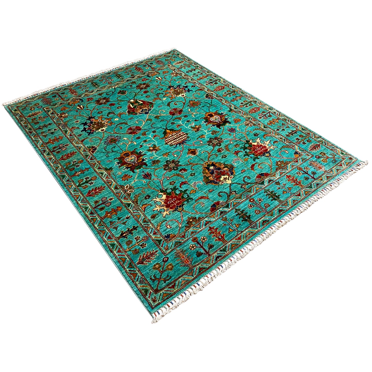 Türkiser Khorjin Teppich 197x158 cm - German Carpet Shop