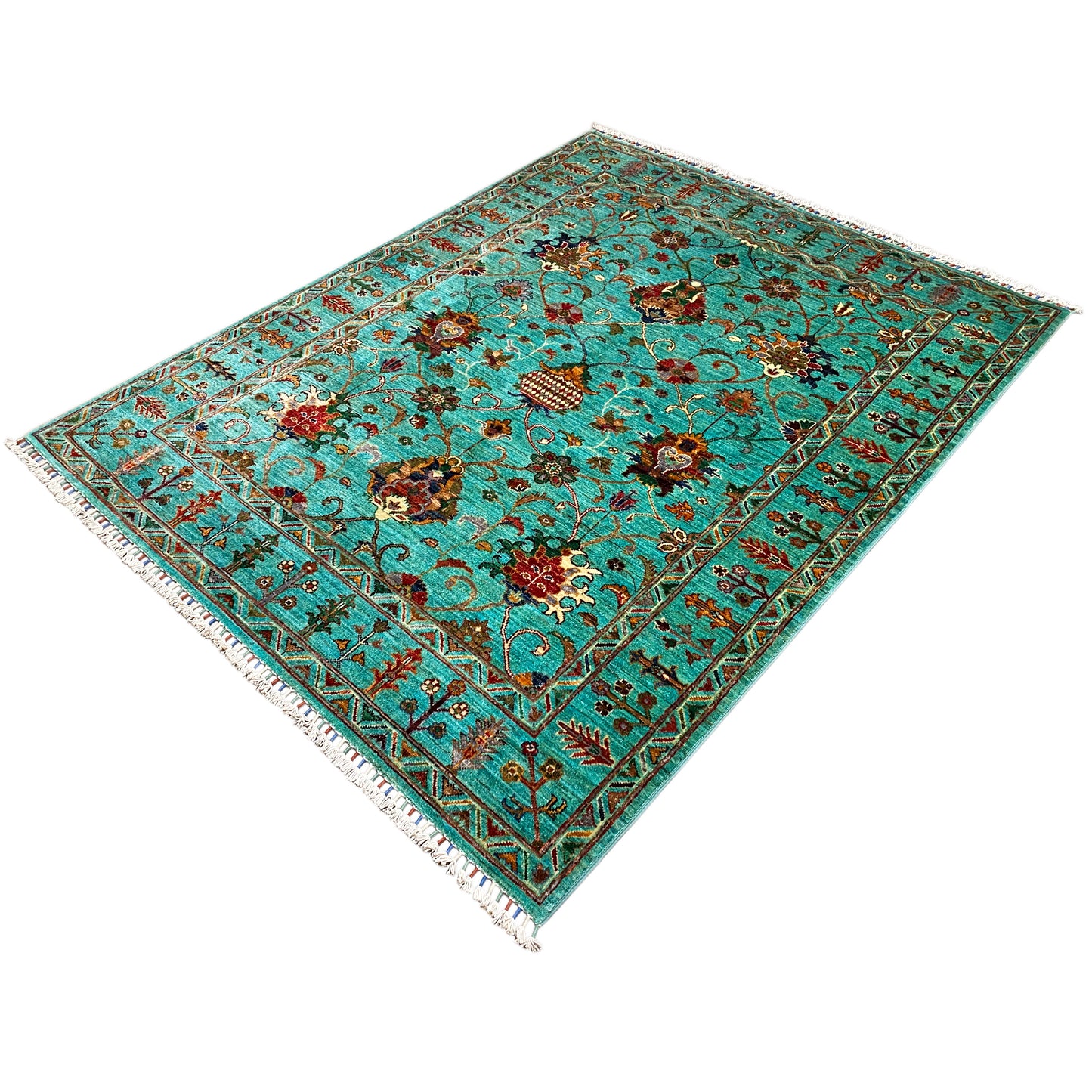 Türkiser Khorjin Teppich 197x158 cm - German Carpet Shop