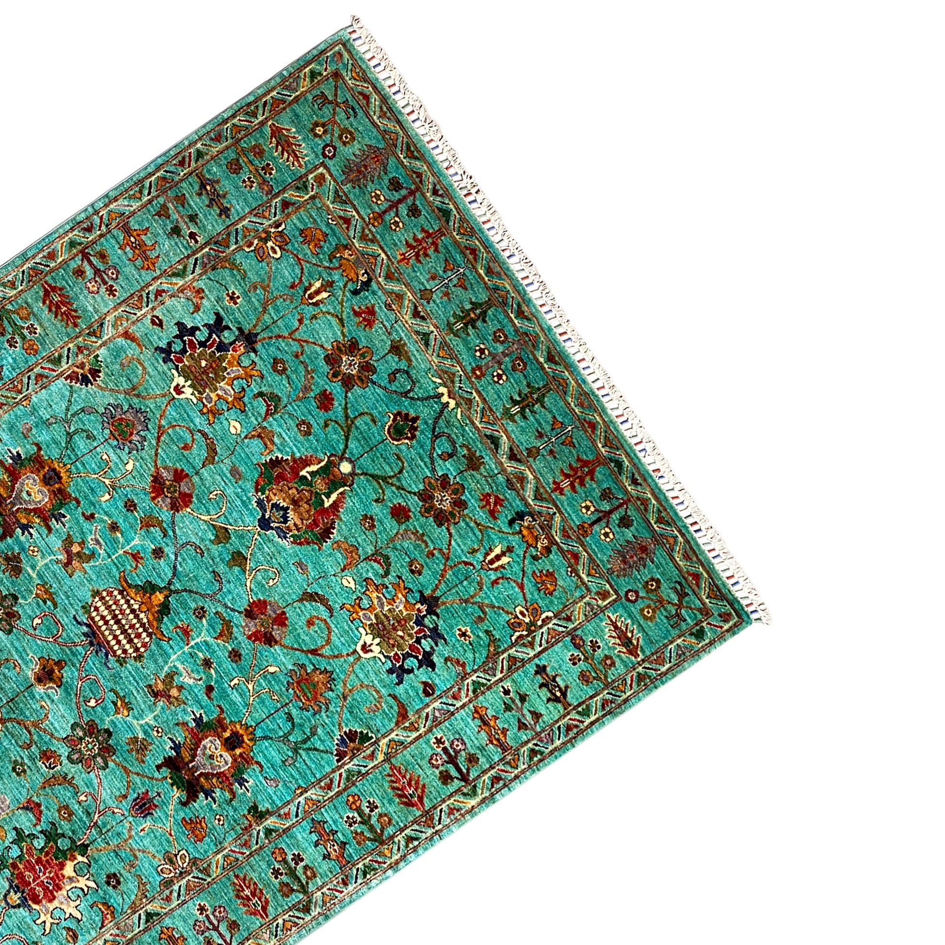 Türkiser Khorjin Teppich 197x158 cm - German Carpet Shop