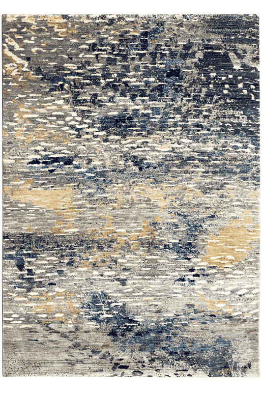 Moderner Multicolor Abstrakter Designer Teppich - Handgefertigt aus Wolle/Viskose, 199x153 cm (6.5x5 ft) - German Carpet Shop