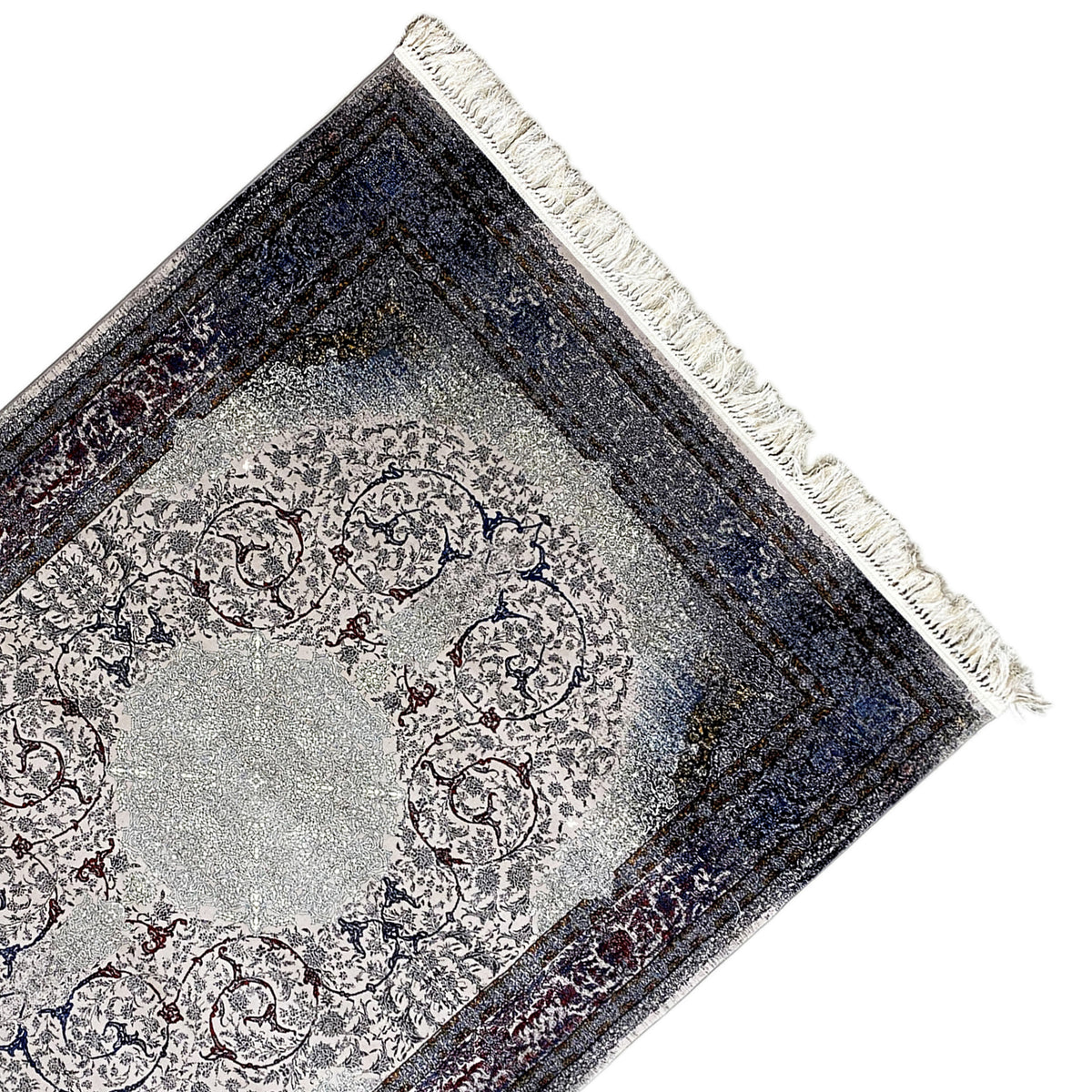 Teppich Sofia 160x230 cm, Detailansicht: Medaillon im hellen Zentrum, dunkelblauer Rahmen