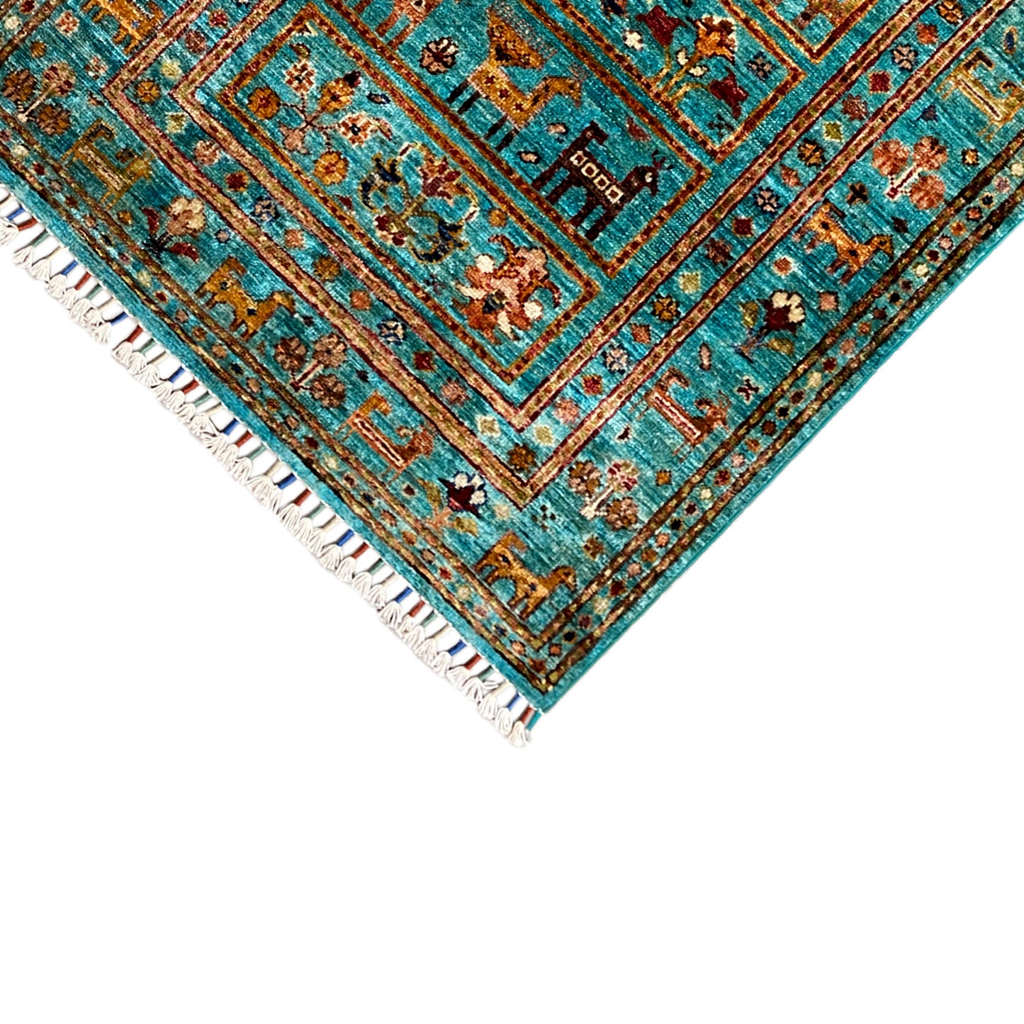 Türkiser Khorjin Teppich 119x83 cm - German Carpet Shop