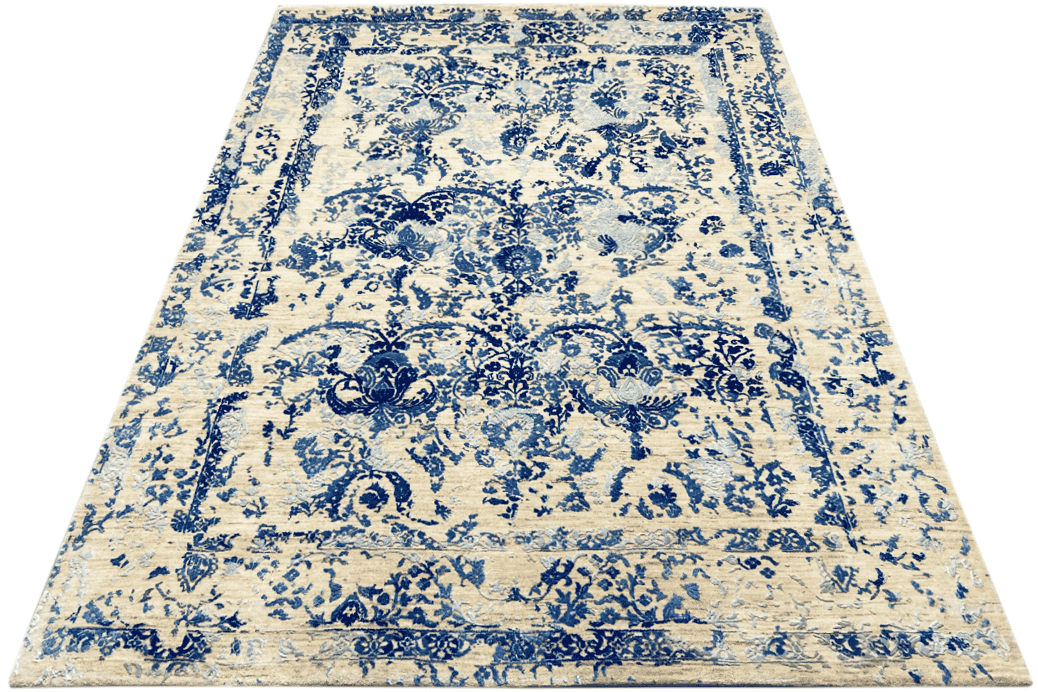 Moderner Designer-Teppich – Indisches Blumenmuster – 245x179 cm (8x5.9ft) - German Carpet Shop