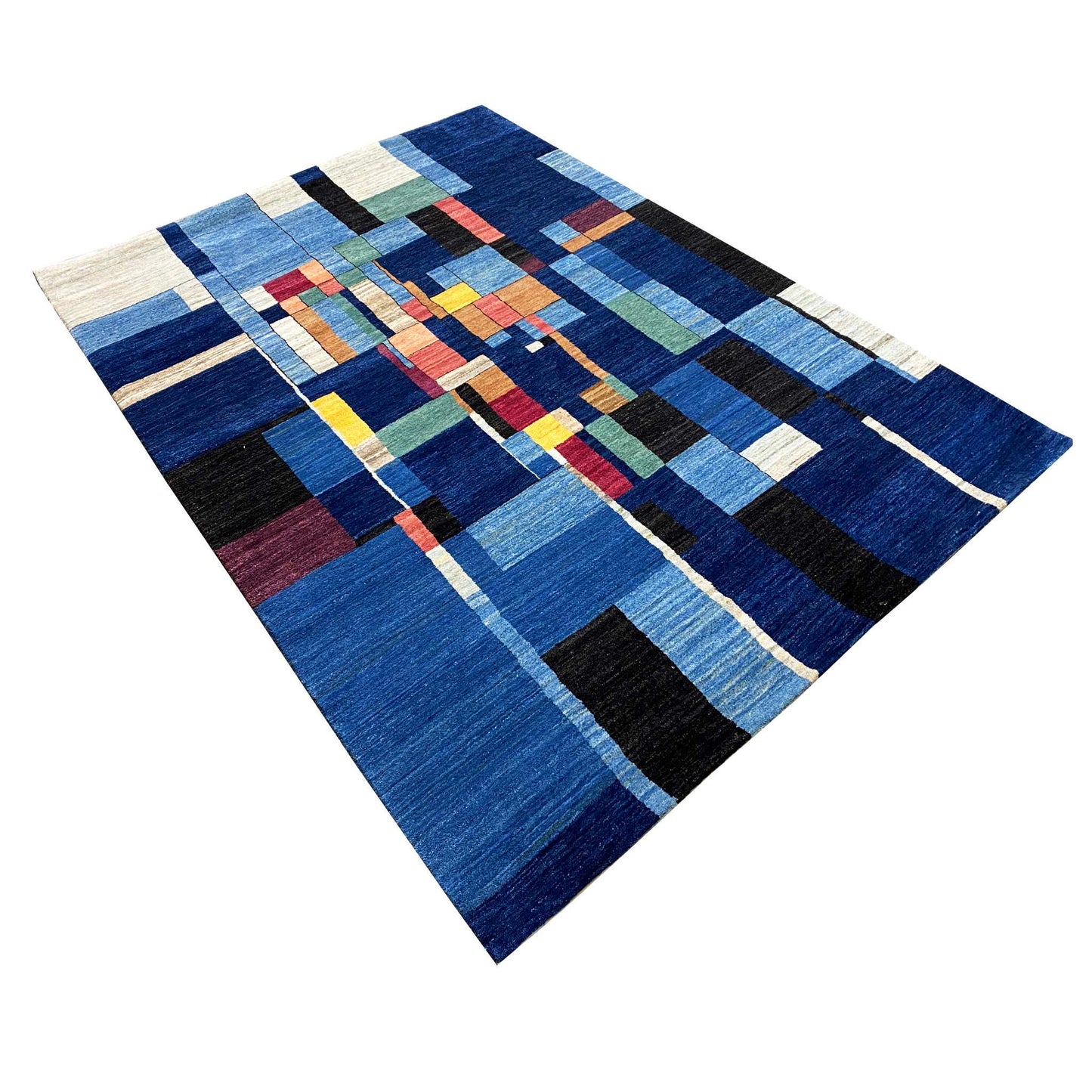 Handgeknüpfter Gabbeh Teppich in Blau, 243x172 cm - German Carpet Shop