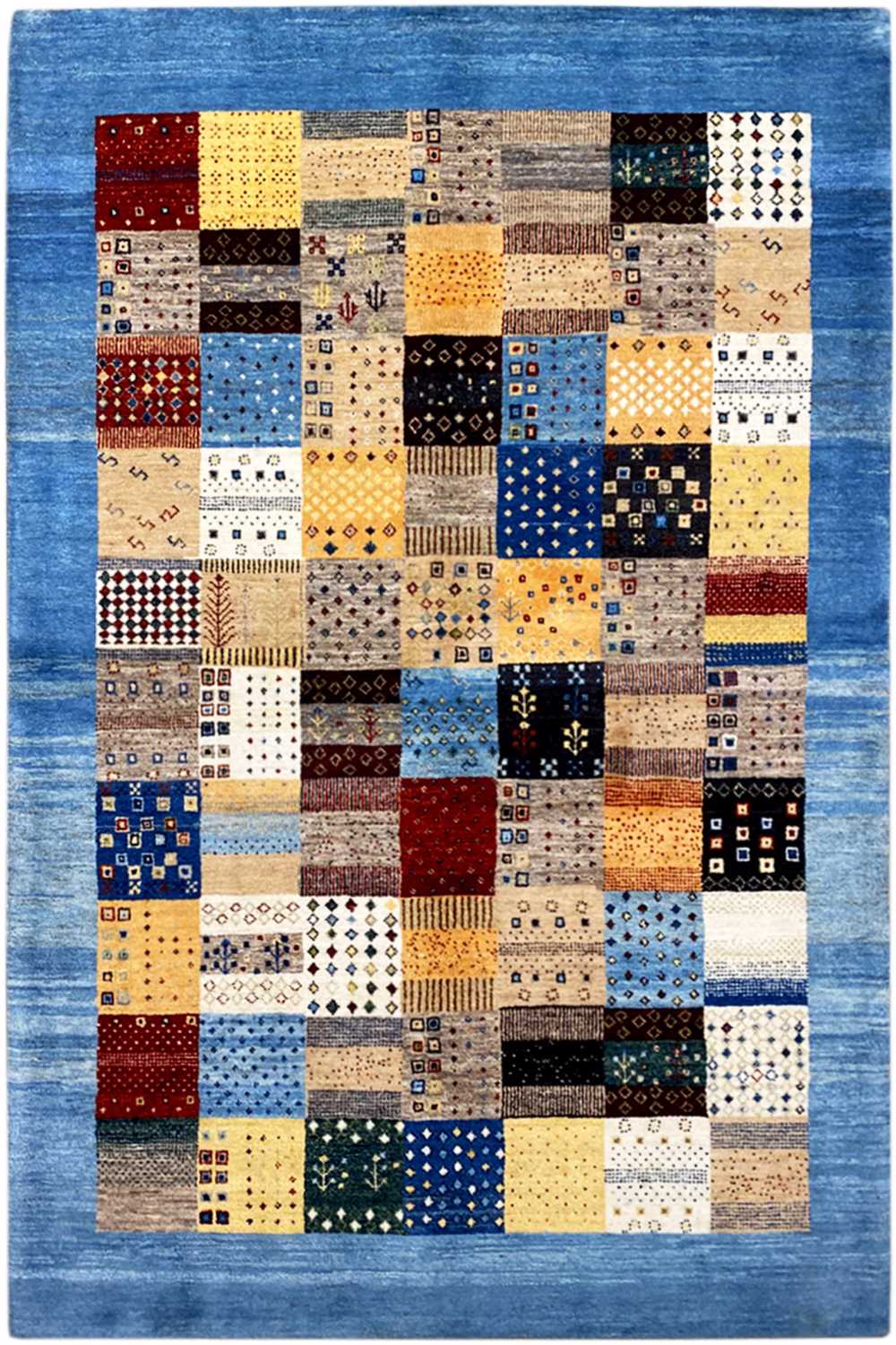 Geometrischer Gabbeh Teppich (180x240 cm / 6x8 ft) - German Carpet Shop