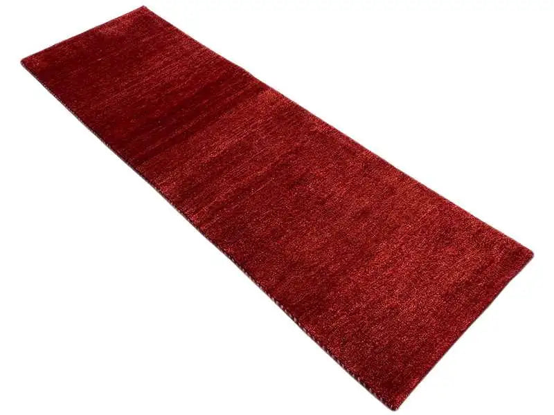 Gabbeh-Teppich Läufer, rot-braun, flach gewebte Textur
