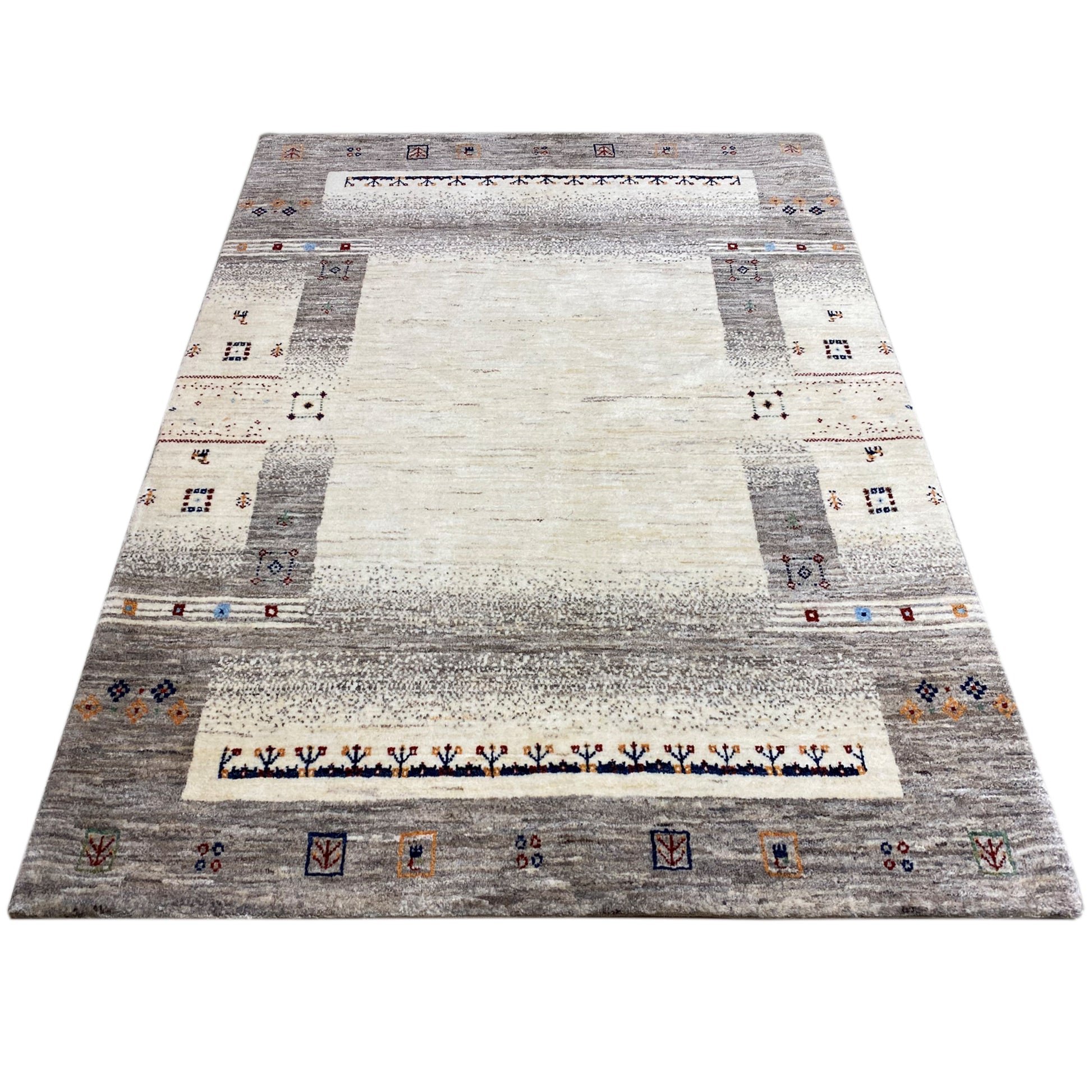 Gabbeh Teppich Beige/Grau 197x145 cm - German Carpet Shop