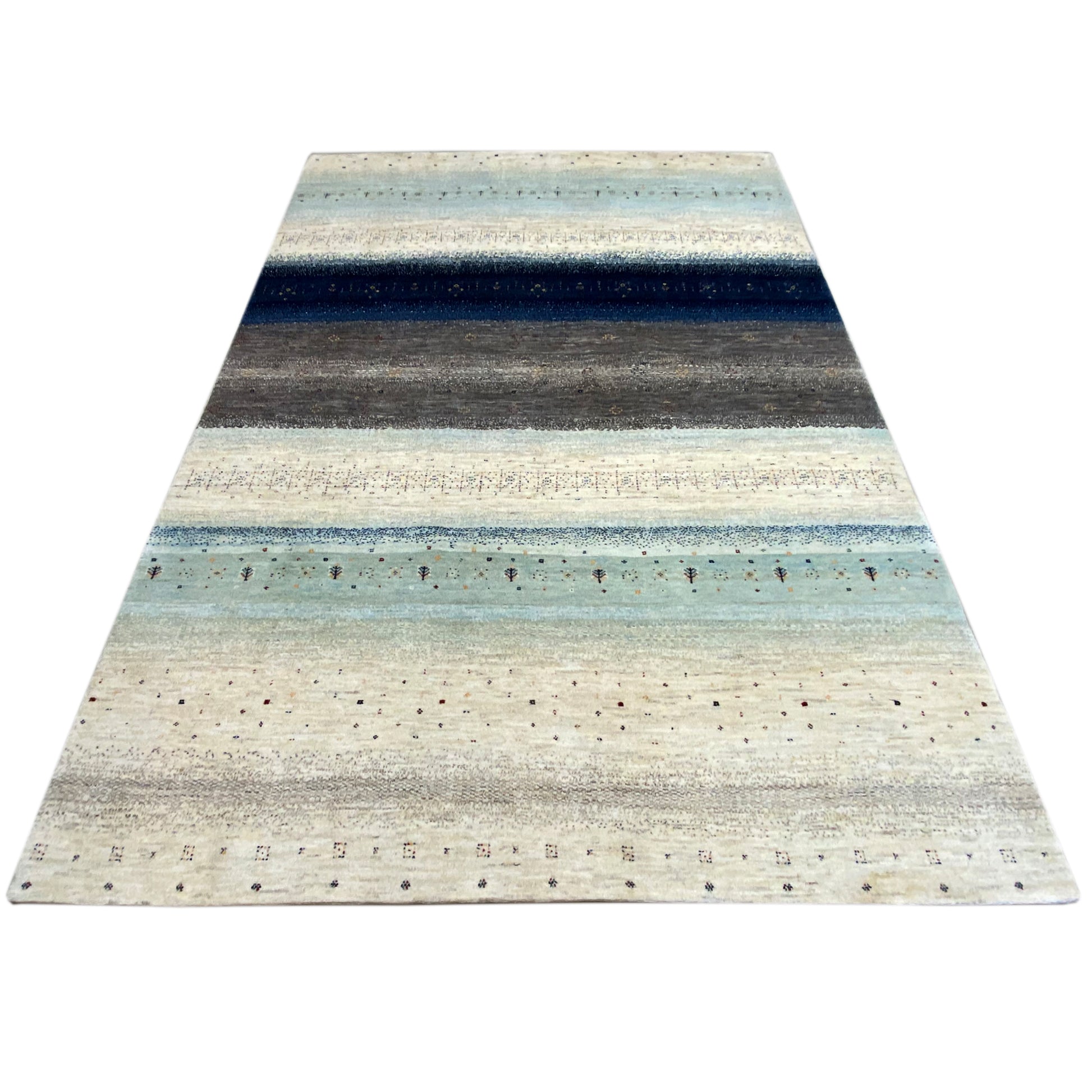 Gabbeh Exklusiver Teppich Blau/Grau 290x198 cm - German Carpet Shop