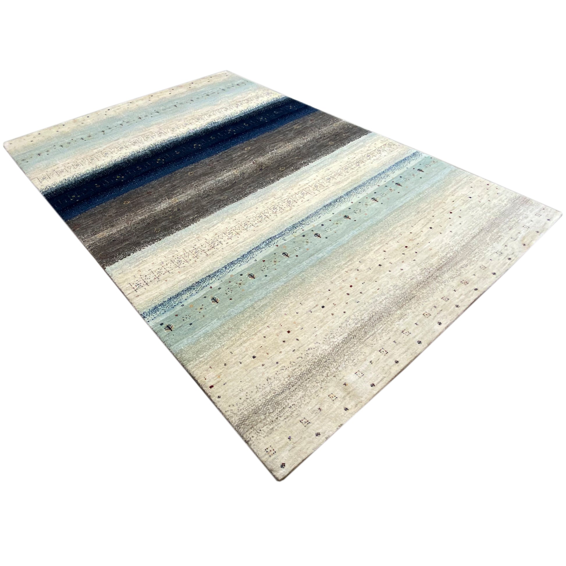 Gabbeh Exklusiver Teppich Blau/Grau 290x198 cm - German Carpet Shop