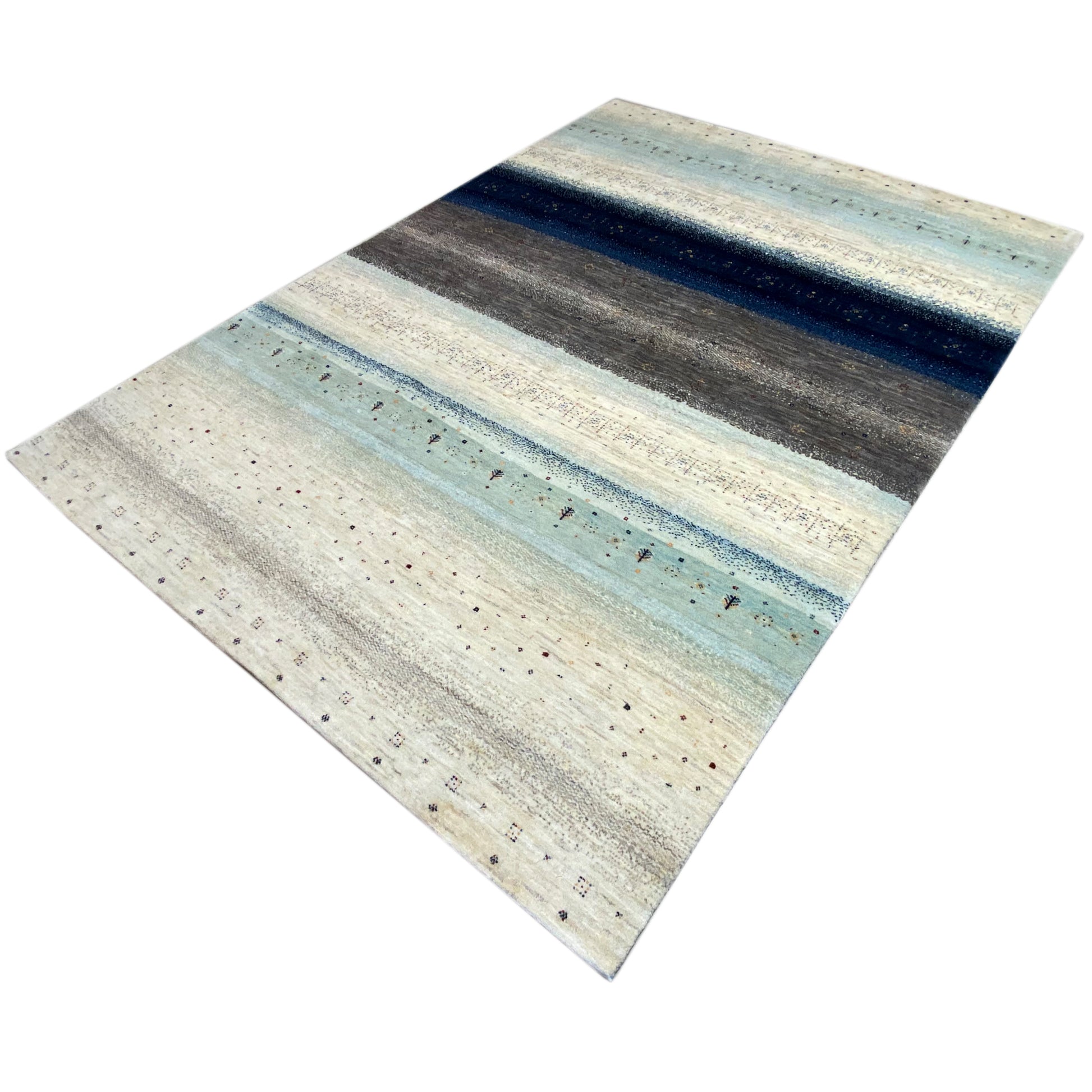 Gabbeh Exklusiver Teppich Blau/Grau 290x198 cm - German Carpet Shop