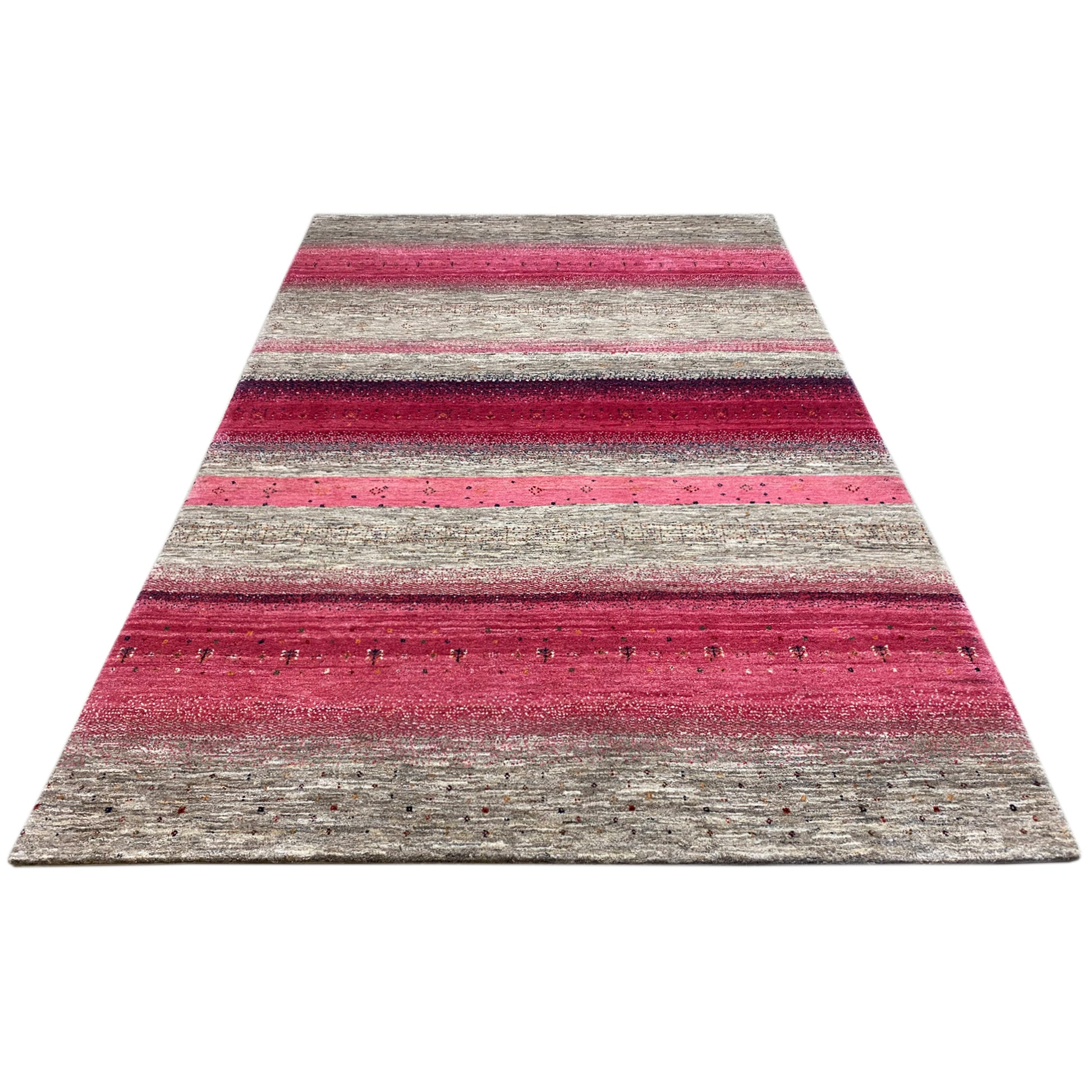 Gabbeh Exklusiver Teppich Rosa/Grau 294x199 cm - German Carpet Shop