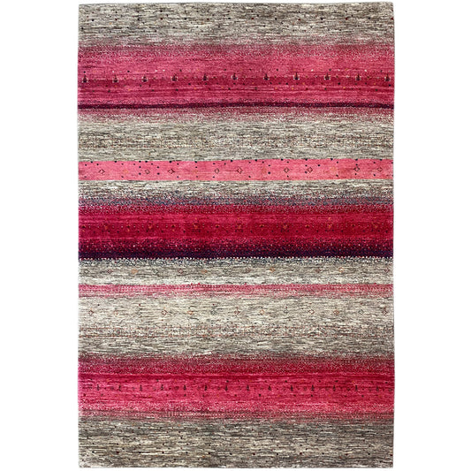 Gabbeh Exklusiver Teppich Rosa/Grau 294x199 cm - German Carpet Shop