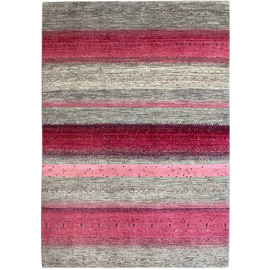 Gabbeh Exklusiver Teppich Rosa/Grau 300x200 cm - German Carpet Shop
