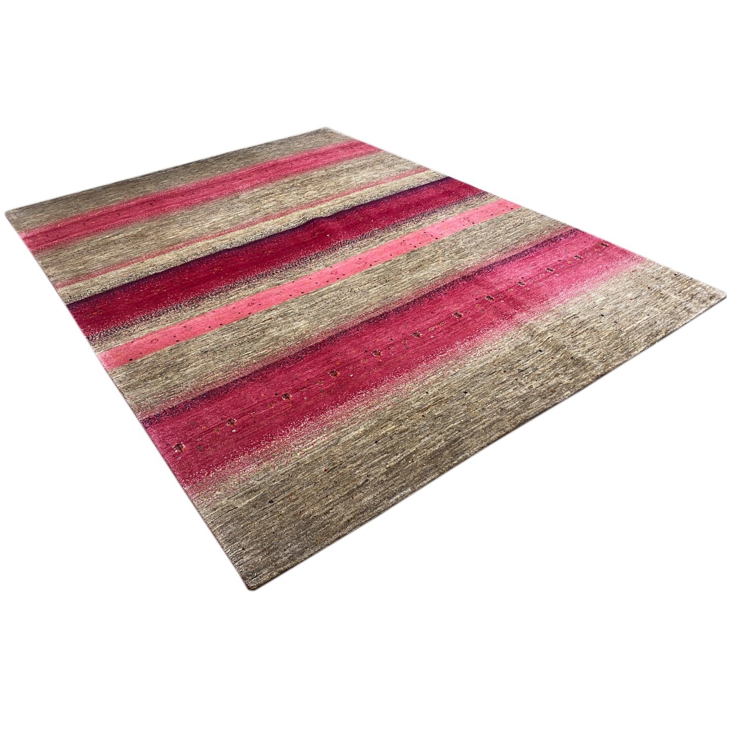 Gabbeh Exklusiver Teppich Rosa/Grau 348x247 cm - German Carpet Shop