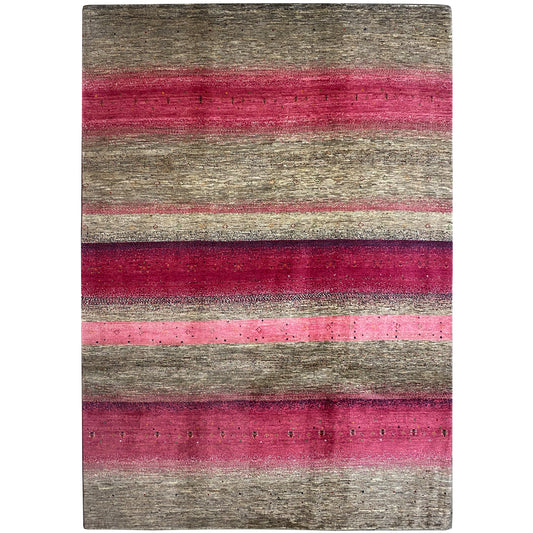 Gabbeh Exklusiver Teppich Rosa/Grau 348x247 cm - German Carpet Shop