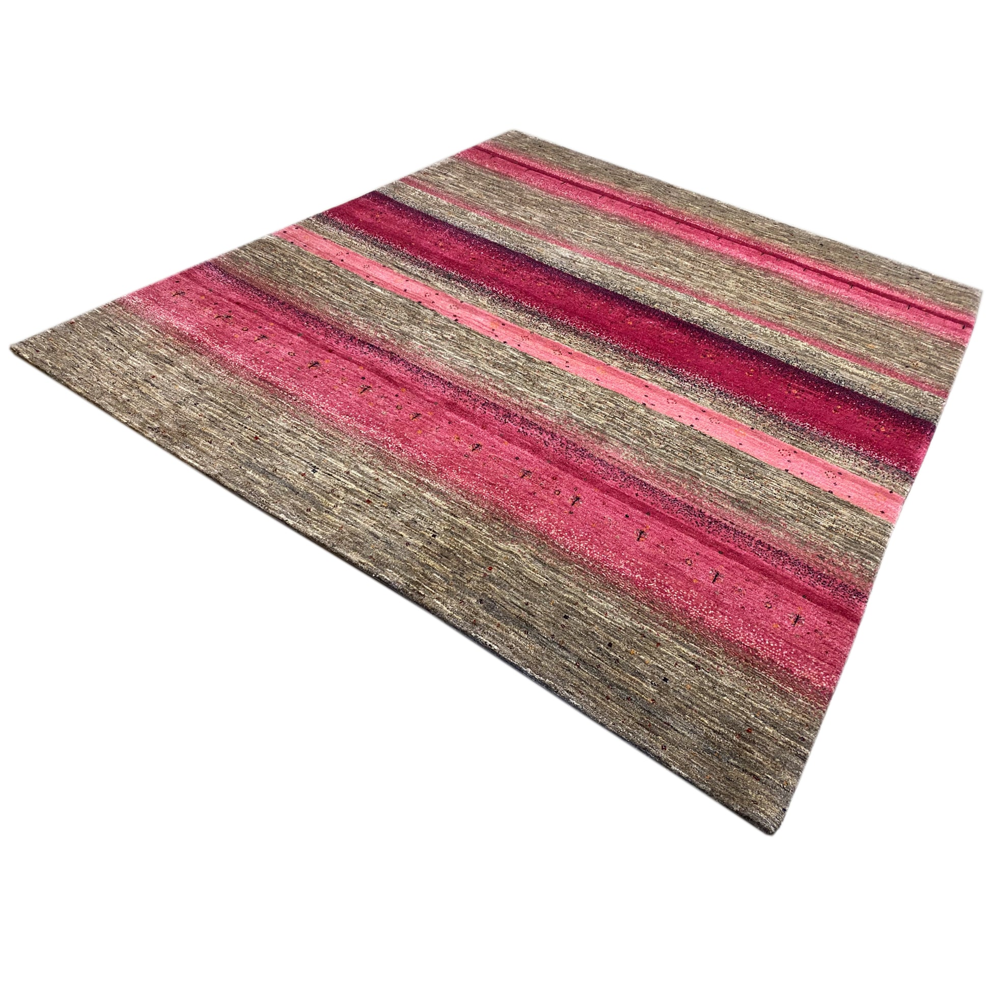 Gabbeh Exklusiver Teppich Rosa/Grau 298x251 cm - German Carpet Shop