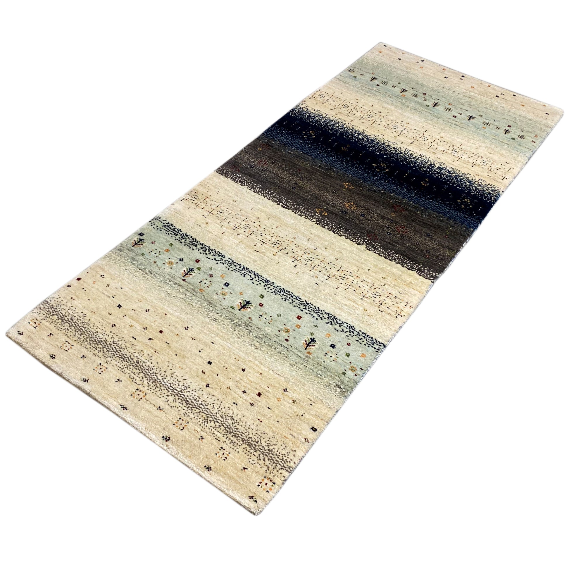 Blauer Gabbeh Teppich Läufer 197x78 cm - German Carpet Shop