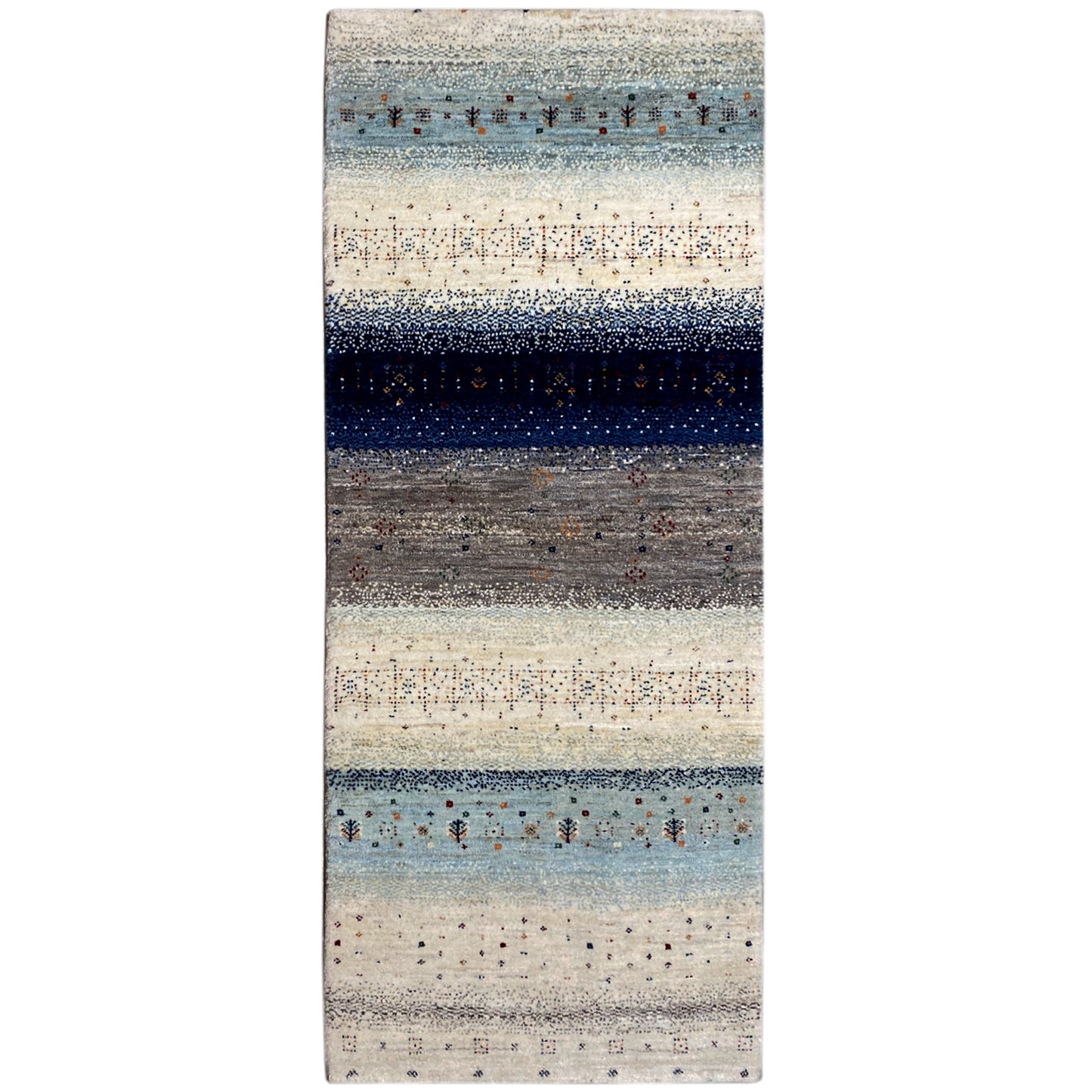 Blauer Gabbeh Teppich Läufer 190x80 cm - German Carpet Shop