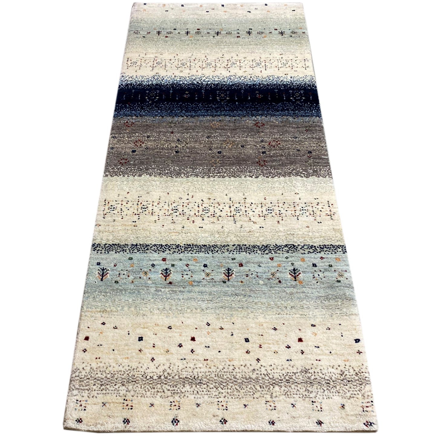Blauer Gabbeh Teppich Läufer 198x80 cm - German Carpet Shop