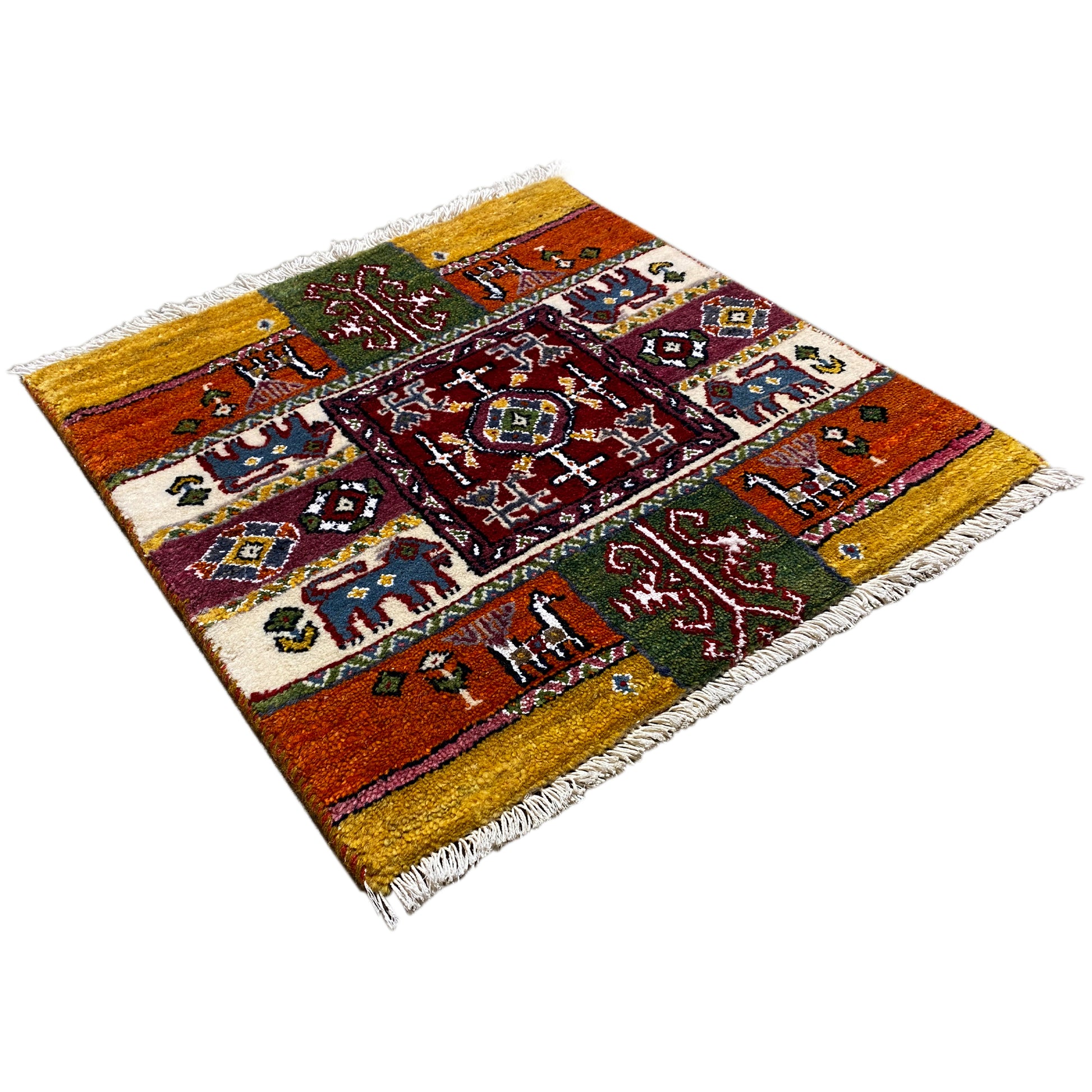 Bunter Gabbeh Teppich Lori 58x57 cm - German Carpet Shop