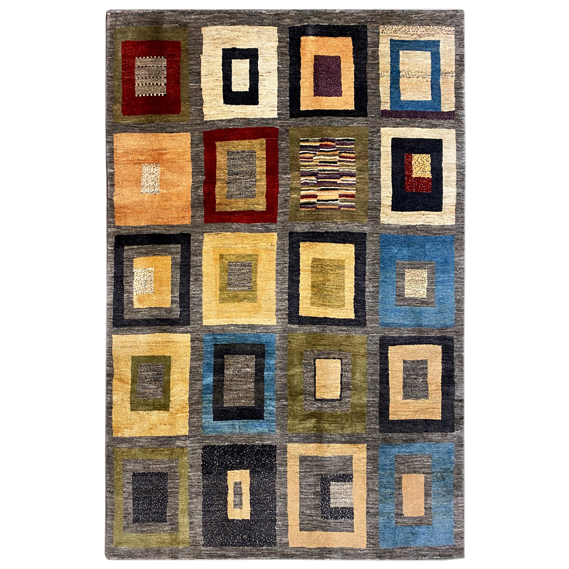 Gabbeh Exklusiver Teppich Grau 297x195 cm - German Carpet Shop