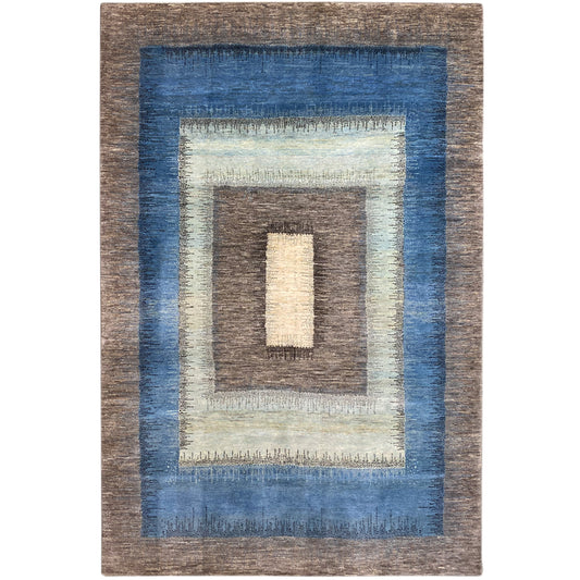 Gabbeh Exklusiver Teppich Blau 299x192 cm - German Carpet Shop