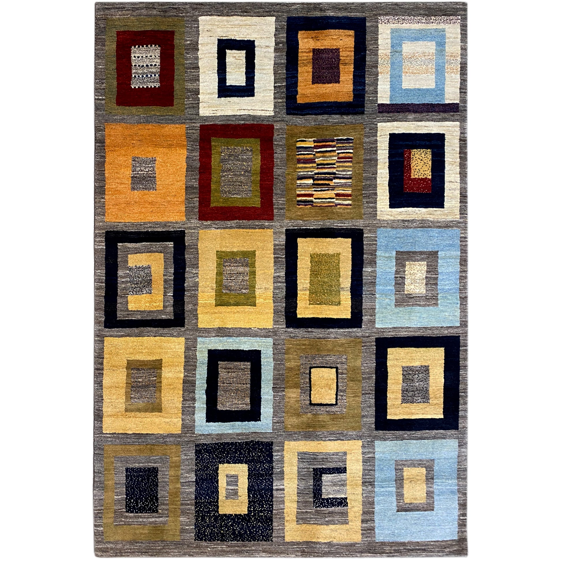 Gabbeh Exklusiver Teppich Grau 297x196 cm - German Carpet Shop