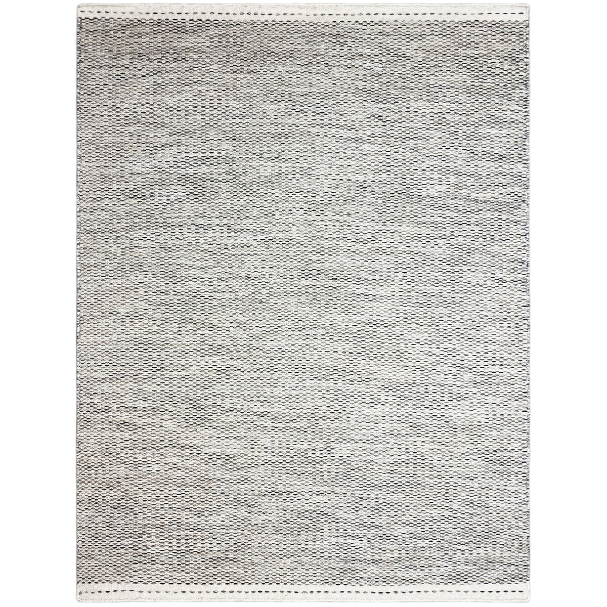 Hellgrauer Kelim-Teppich mit Punktmuster und eingefasstem Rand, rechteckig (160x230 cm)