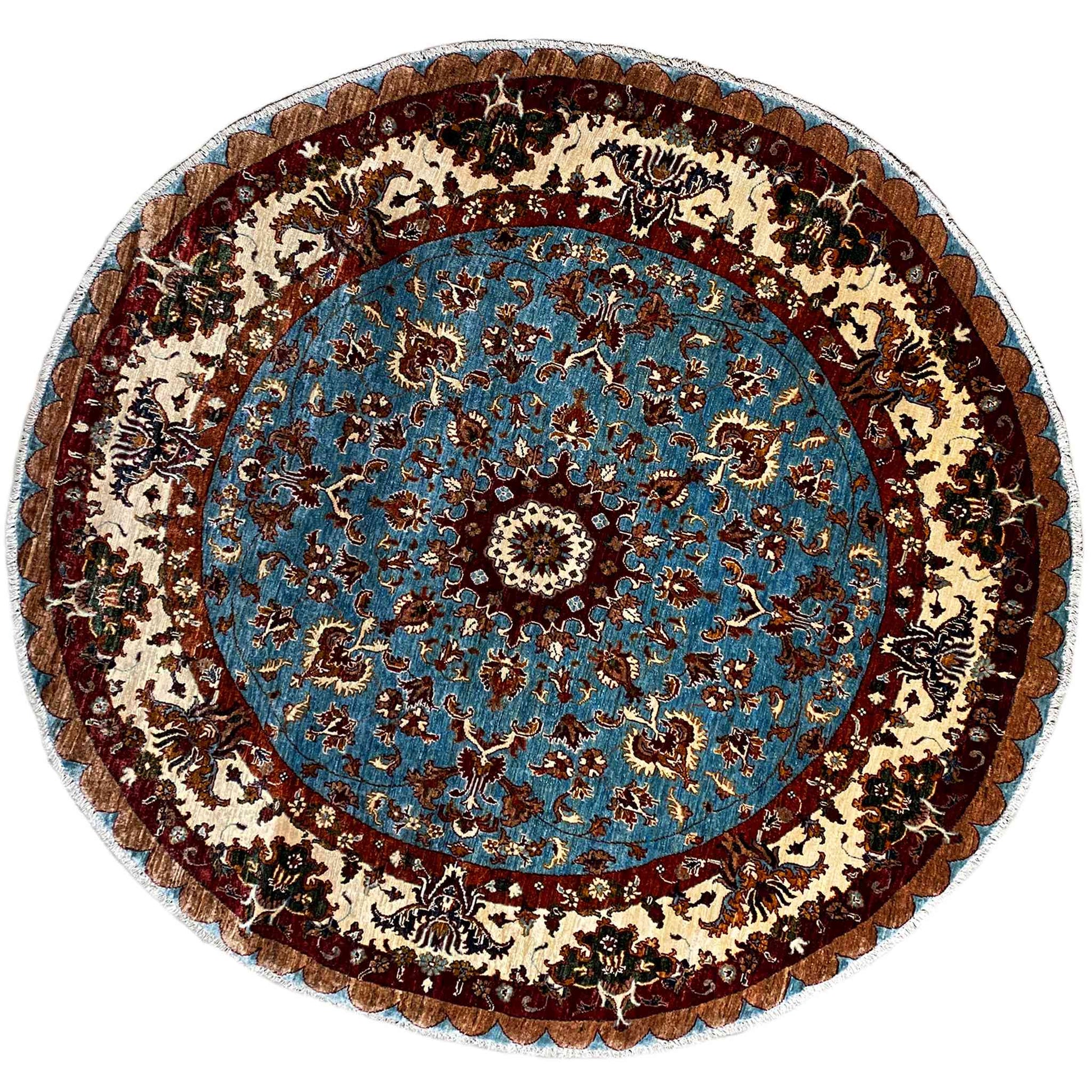 Khorjin-Wollteppich, Blau & Beige, 203x203 cm - German Carpet Shop