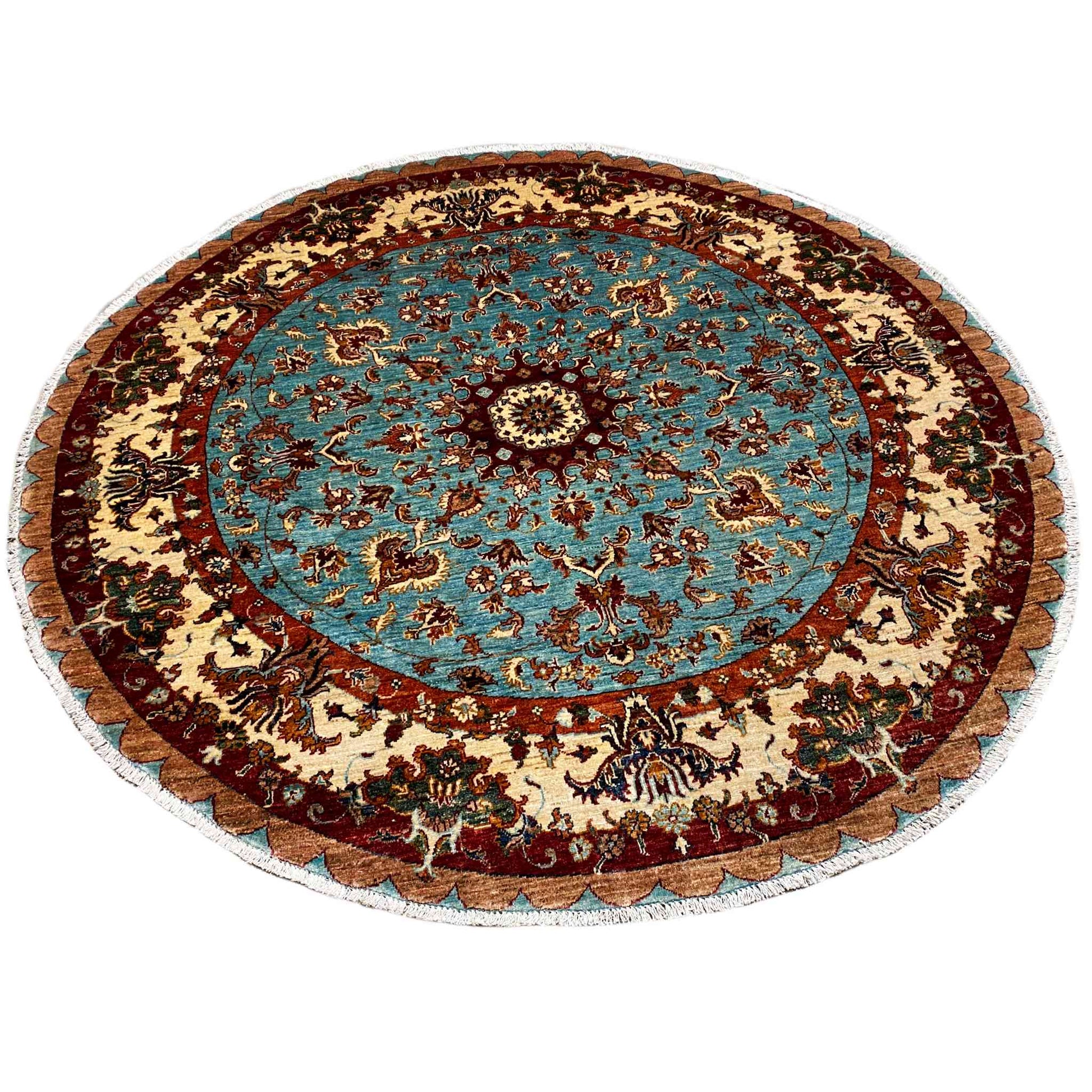 Runder Khorjin-Wollteppich, 202x197 cm - German Carpet Shop