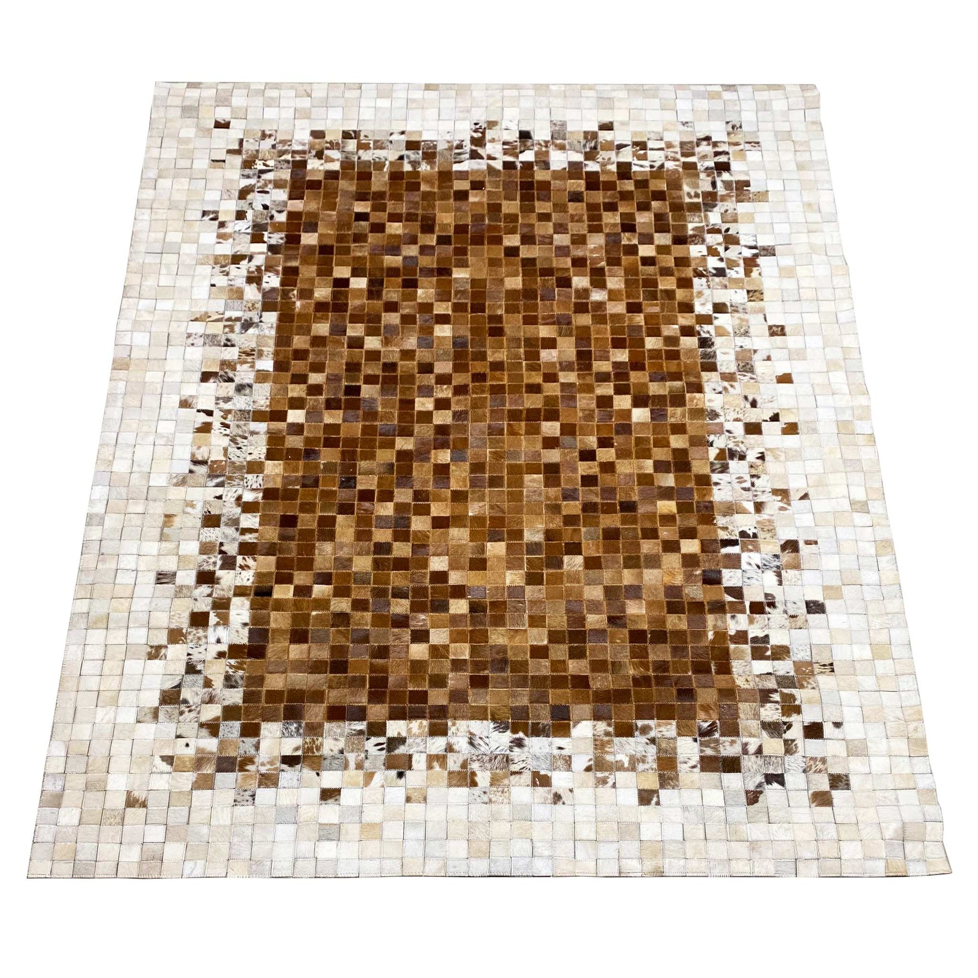 Kalbsleder Teppich 232x161 cm - Braunes Mosaik - German Carpet Shop
