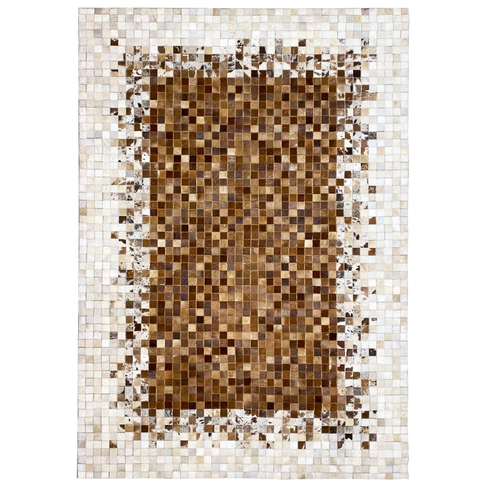 Kalbsleder Teppich 232x161 cm - Braunes Mosaik - German Carpet Shop