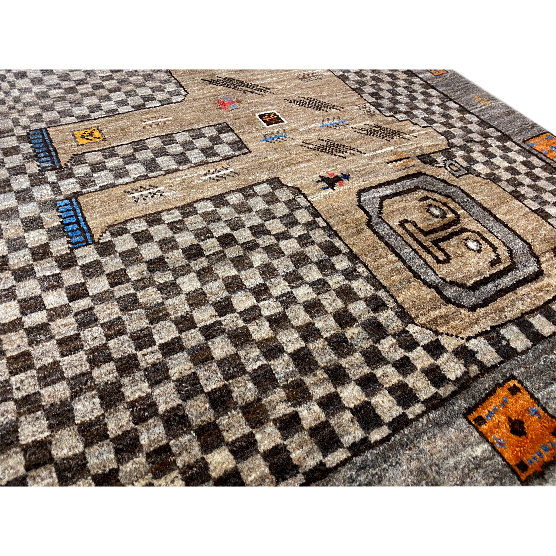 Beiger Gabbeh Teppich Löwe 160x87 cm - German Carpet Shop