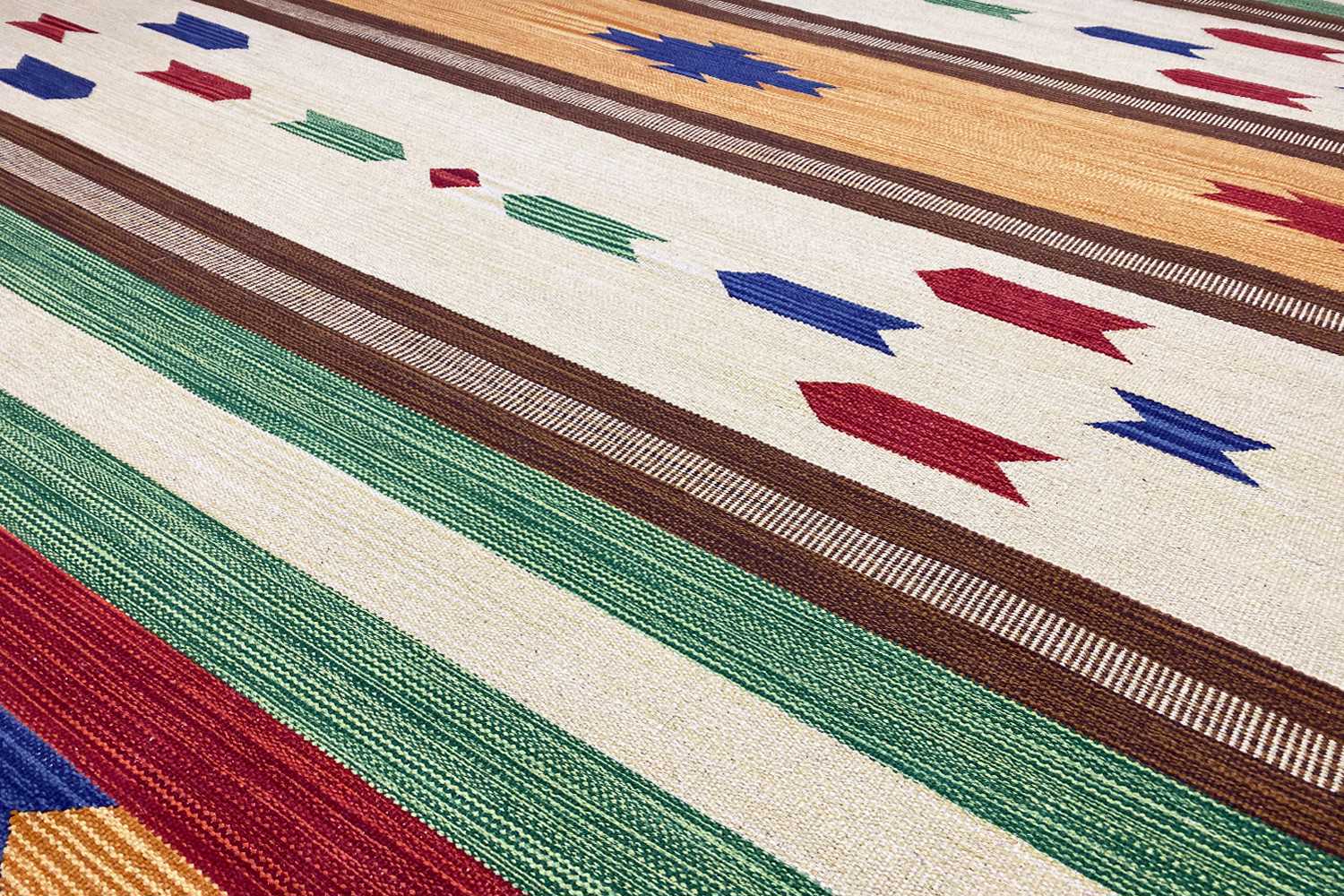 Mehrfarbiger Moderner Kelim Teppich - Samak AKE 1207 - German Carpet Shop