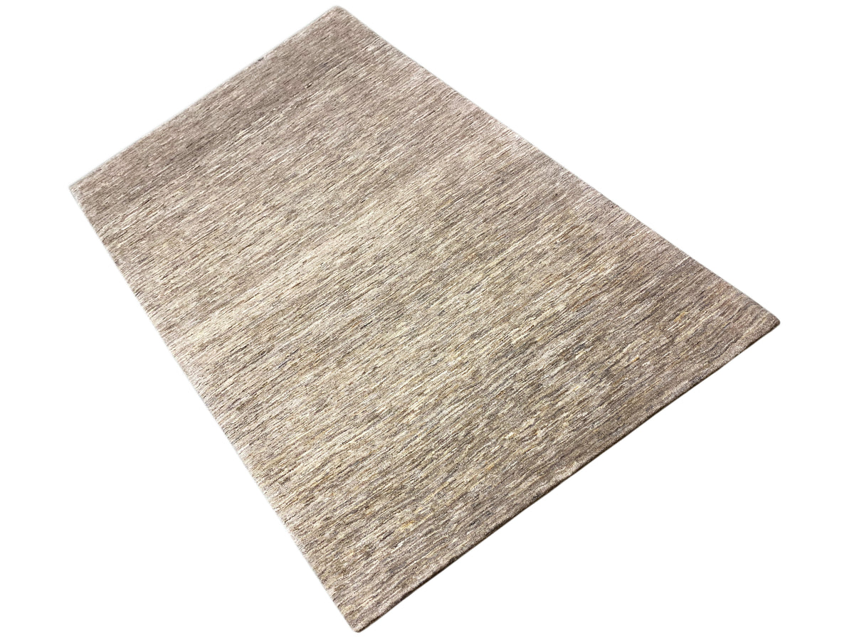 Gabbeh-Teppich 290x194, rechteckig, beige-graues Melange-Muster mit kurzem Flor