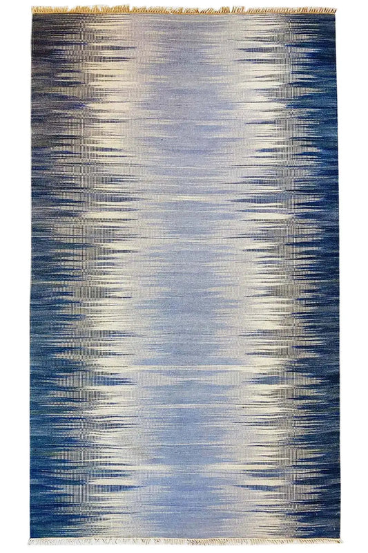 Blauer Ombré Kelim Dhurrie Teppich 160x230 cm - German Carpet Shop