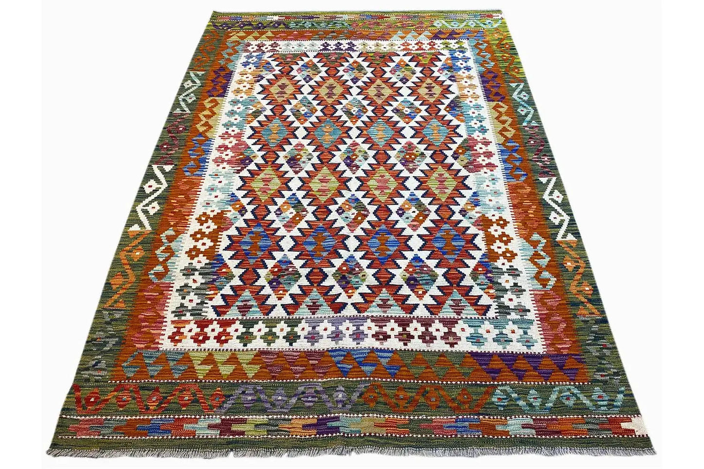 Kelim Afghan - (212x146 cm) - German Carpet Shop