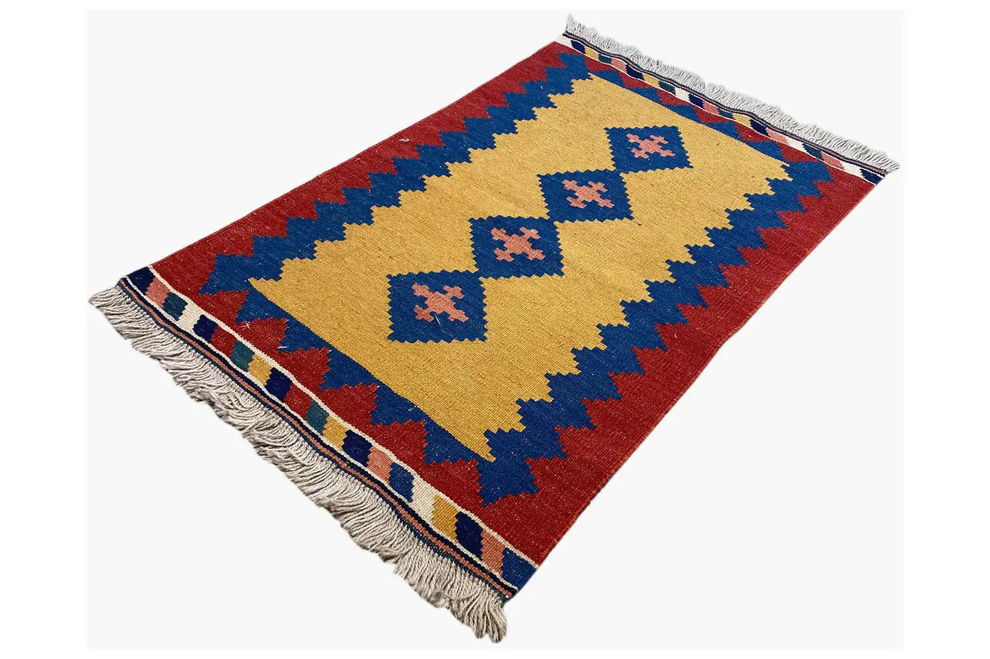 Kilim Qashqai - 802420 (88X58 cm) - Premium Kelim from German Carpet Shop - Just €75! Shop now at German Carpet Shop