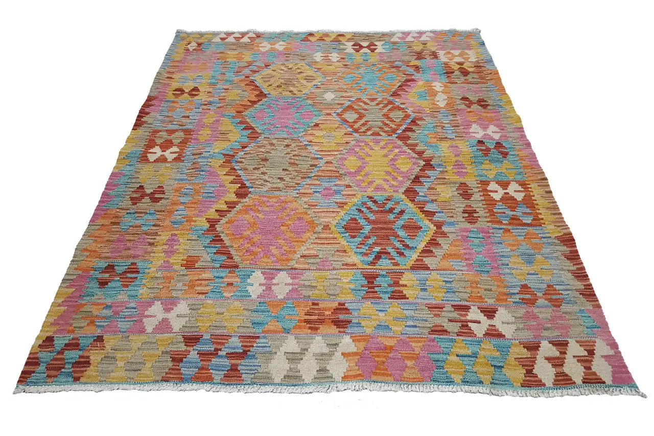 Kelim Afghan 4151 (146x112 cm) - Premium Kelim from German Carpet Shop - Just €99! Shop now at German Carpet Shop