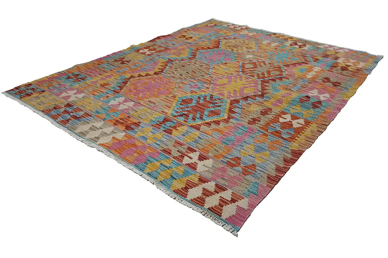 Kelim Afghan 4151 (146x112 cm) - Premium Kelim from German Carpet Shop - Just €99! Shop now at German Carpet Shop