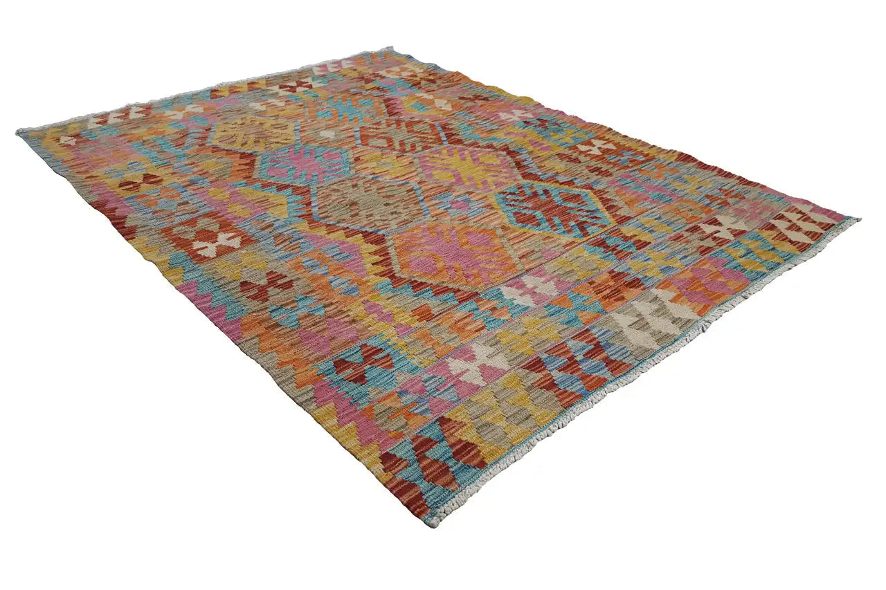 Kelim Afghan 4151 (146x112 cm) - Premium Kelim from German Carpet Shop - Just €99! Shop now at German Carpet Shop
