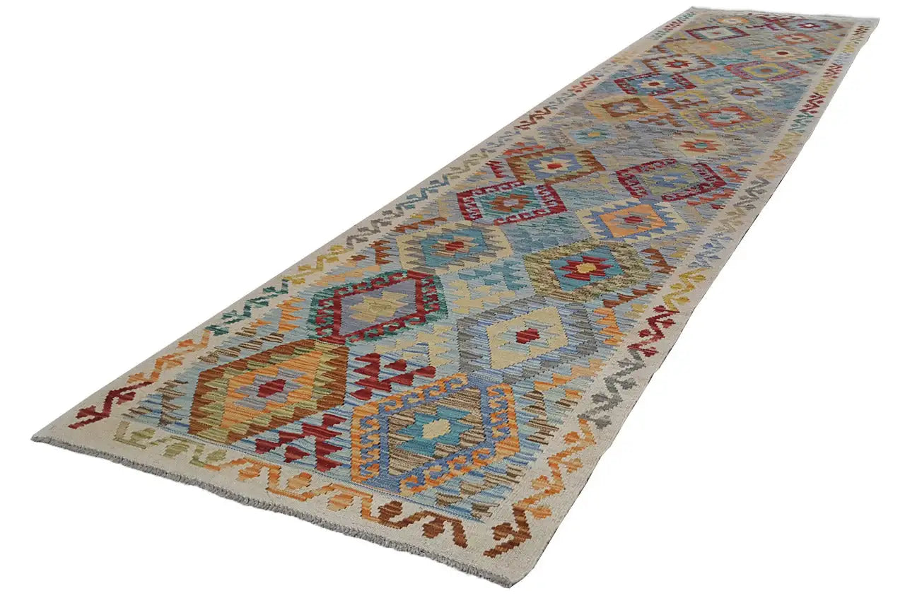 Kelim Afghan - 30221 (382x92 cm) - Premium Kelim from German Carpet Shop - Just €289! Shop now at German Carpet Shop