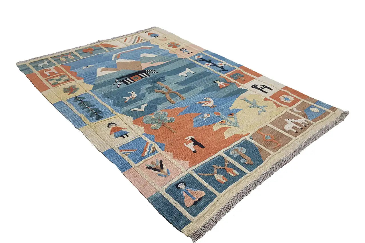 Kilim Qashqai  - 800603 (145x101 cm) - Premium Kelim from German Carpet Shop - Just €229! Shop now at German Carpet Shop