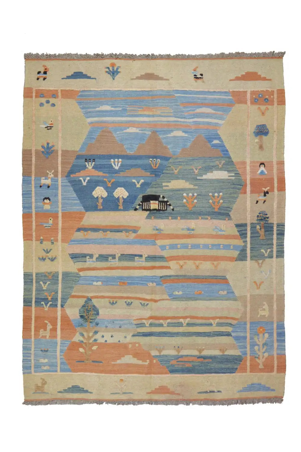 Kilim Qashqai - 804917 (190x153 cm) - Premium Kelim from German Carpet Shop - Just €429! Shop now at German Carpet Shop