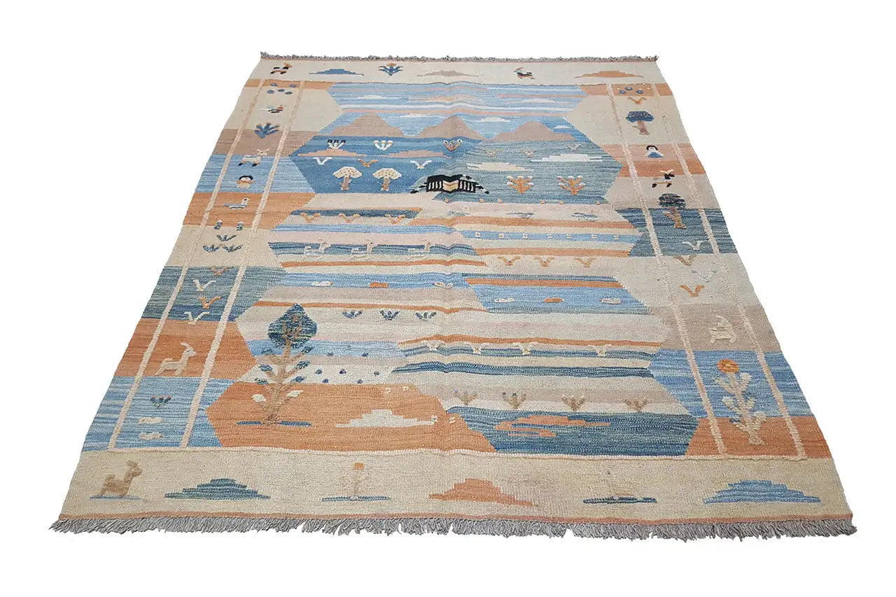 Kilim Qashqai - 804917 (190x153 cm) - Premium Kelim from German Carpet Shop - Just €429! Shop now at German Carpet Shop