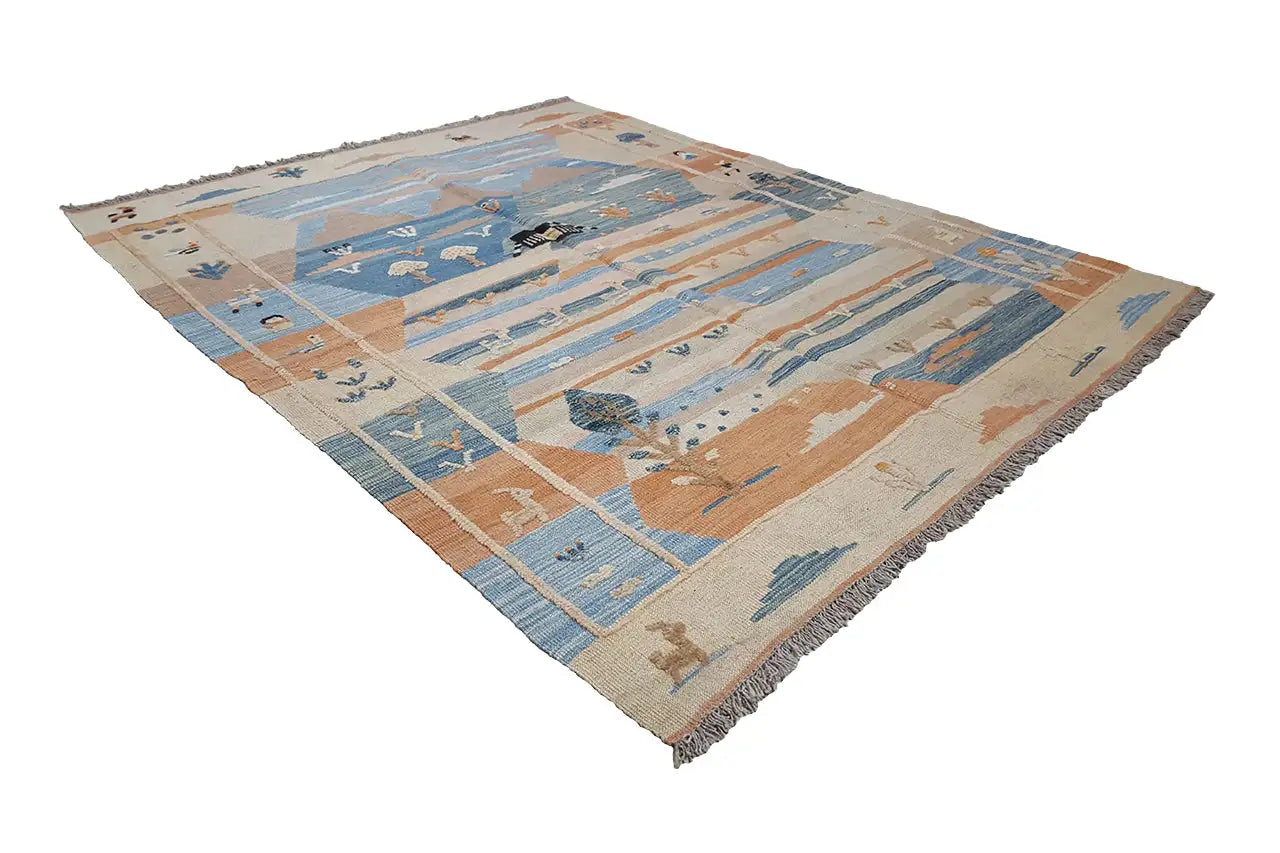 Kilim Qashqai - 804917 (190x153 cm) - Premium Kelim from German Carpet Shop - Just €429! Shop now at German Carpet Shop