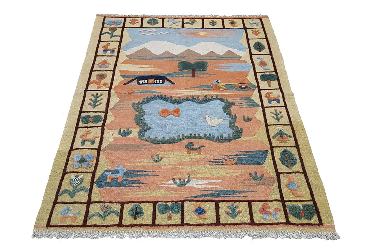 Kilim Qashqai - 804918 (139x102 cm) - Premium Kelim from German Carpet Shop - Just €249! Shop now at German Carpet Shop