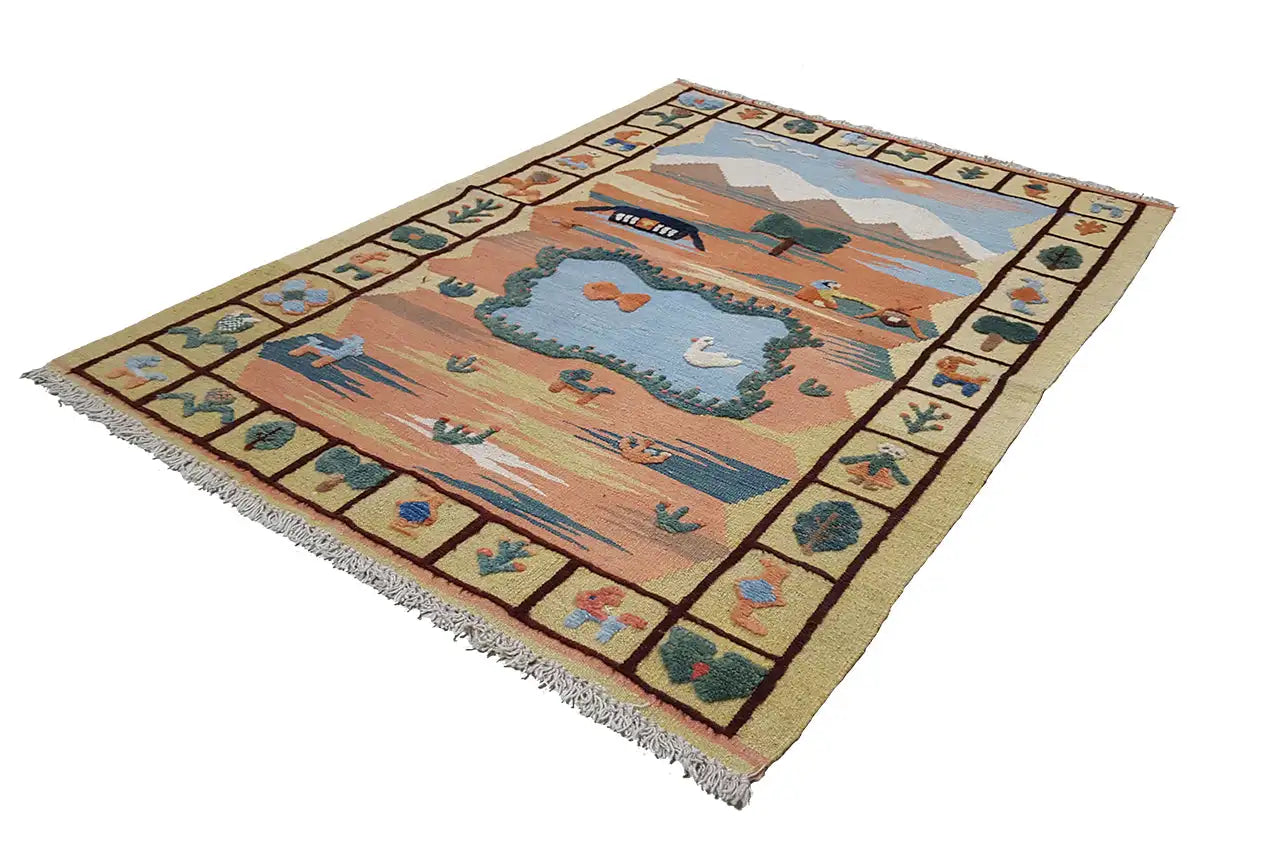 Kilim Qashqai - 804918 (139x102 cm) - Premium Kelim from German Carpet Shop - Just €249! Shop now at German Carpet Shop