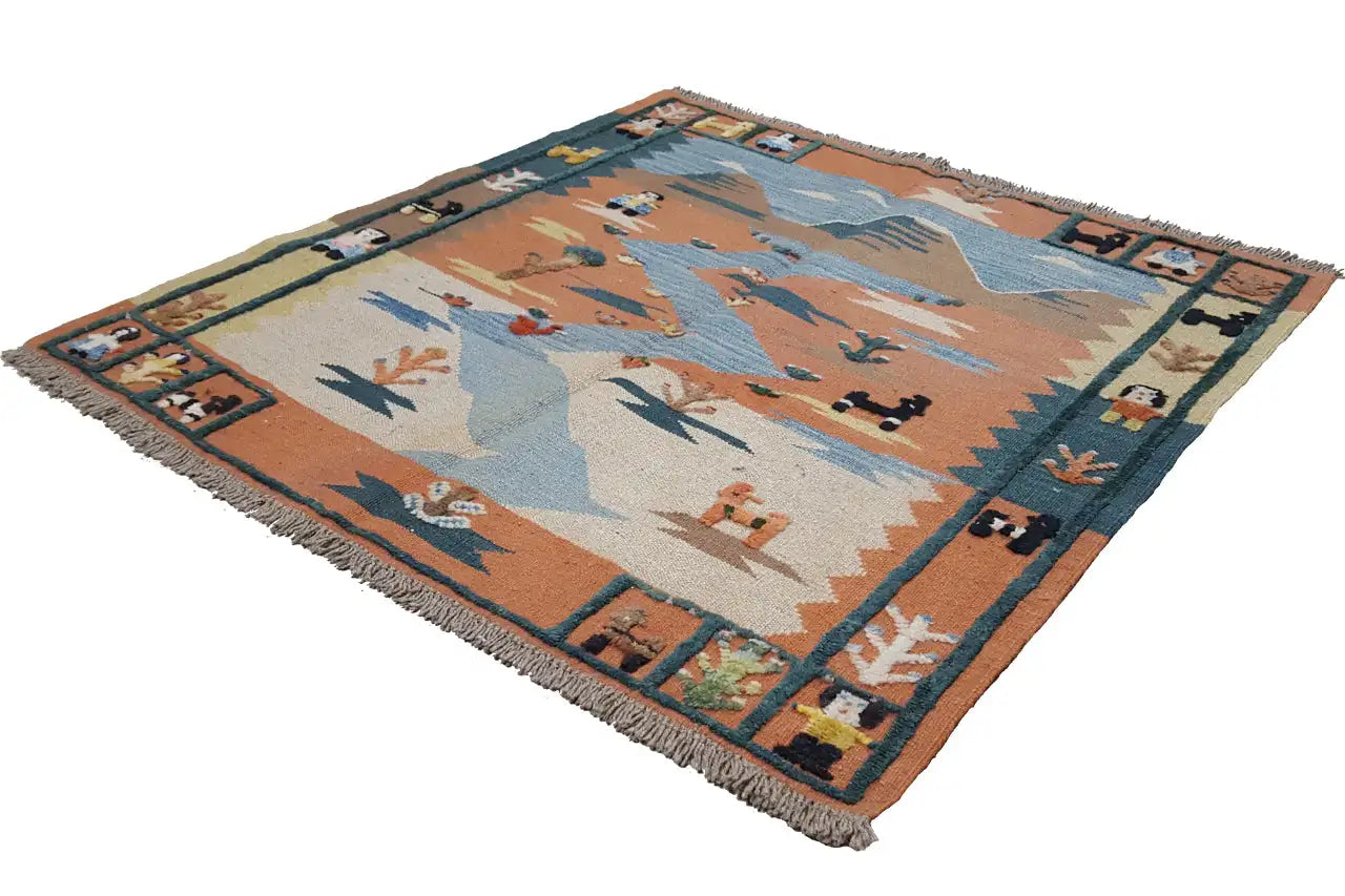 Kilim Qashqai - 804921 (108x107 cm) - Premium Kelim from German Carpet Shop - Just €149! Shop now at German Carpet Shop