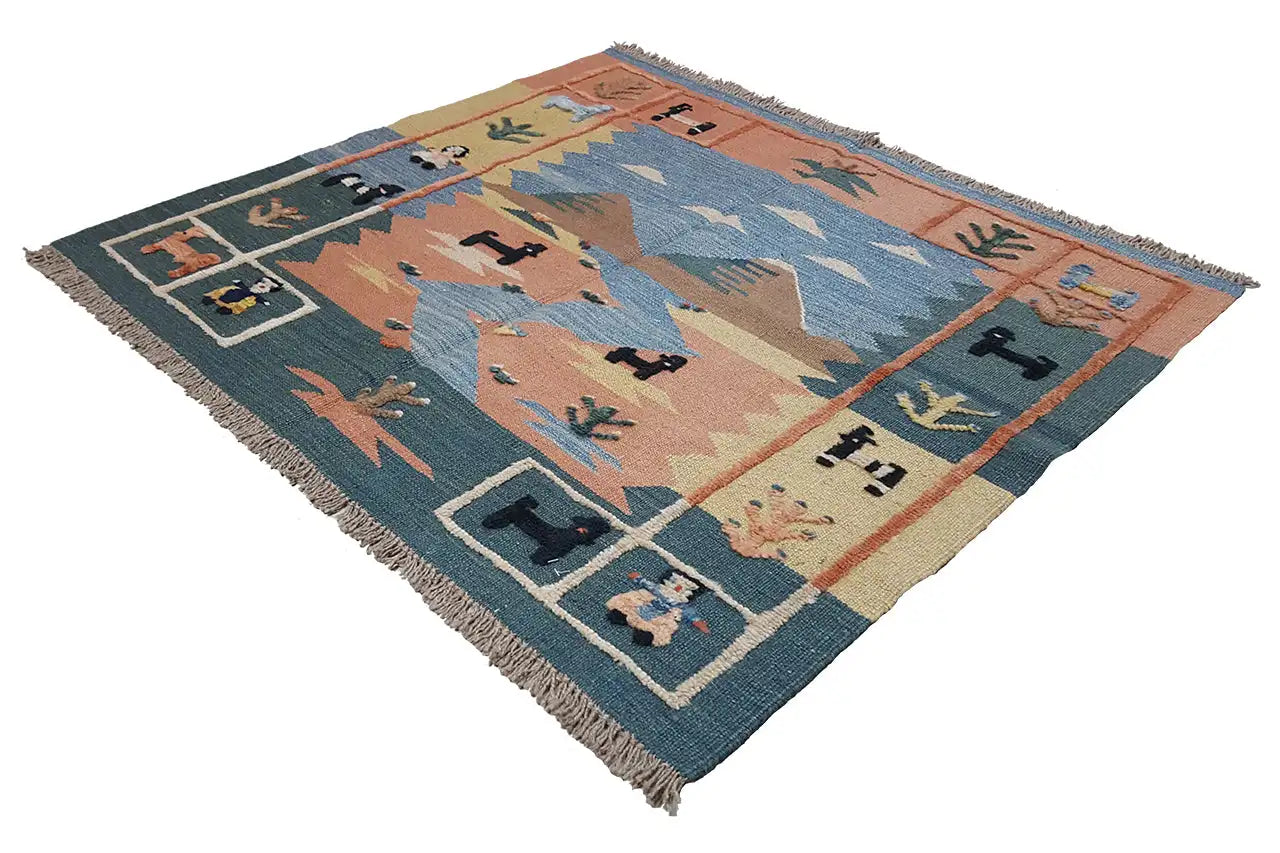 Kilim Qashqai - 804926 (107x98 cm) - Premium Kelim from German Carpet Shop - Just €149! Shop now at German Carpet Shop